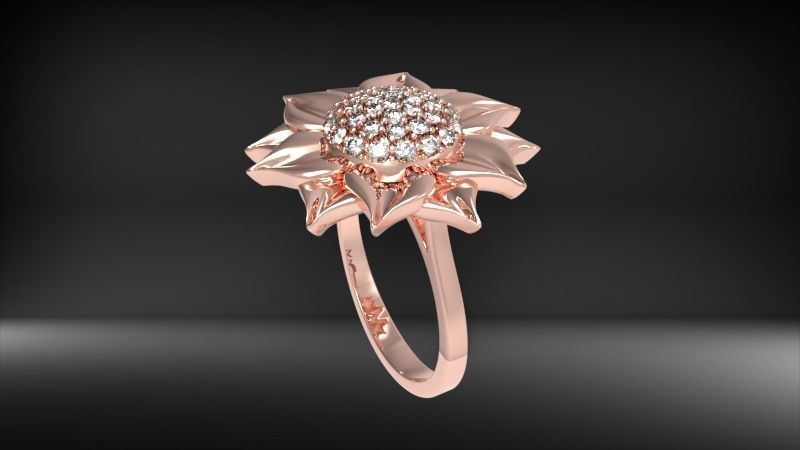 Sunflower Ring USA ring size 9 Jewelry 3D print model_11