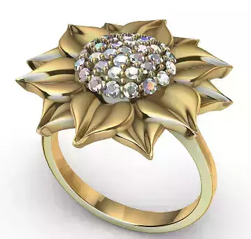 Sunflower Ring USA ring size 9 Jewelry 3D print model