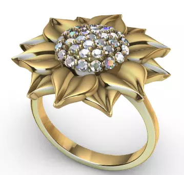Sunflower Ring USA ring size 9 Jewelry 3D print model_0