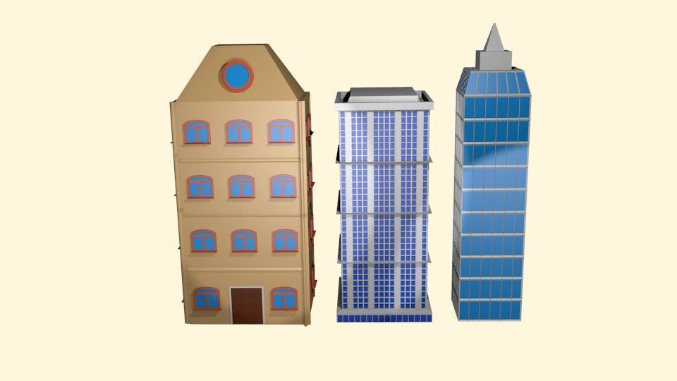 Low poly 3D Model Cartoon buildings pack Low-poly 3D model_3