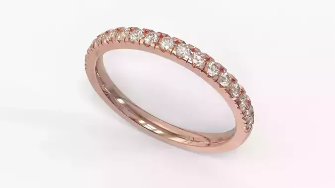 Pave Half Eternity Gemstone Diamond Ring 15 3D print model