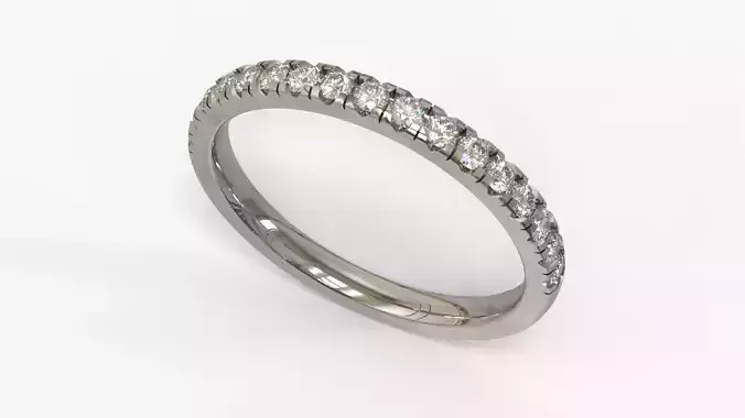 Pave Half Eternity Gemstone Diamond Ring 12 3D print model