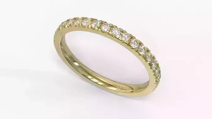 Pave Half Eternity Gemstone Diamond Ring 17 3D print model