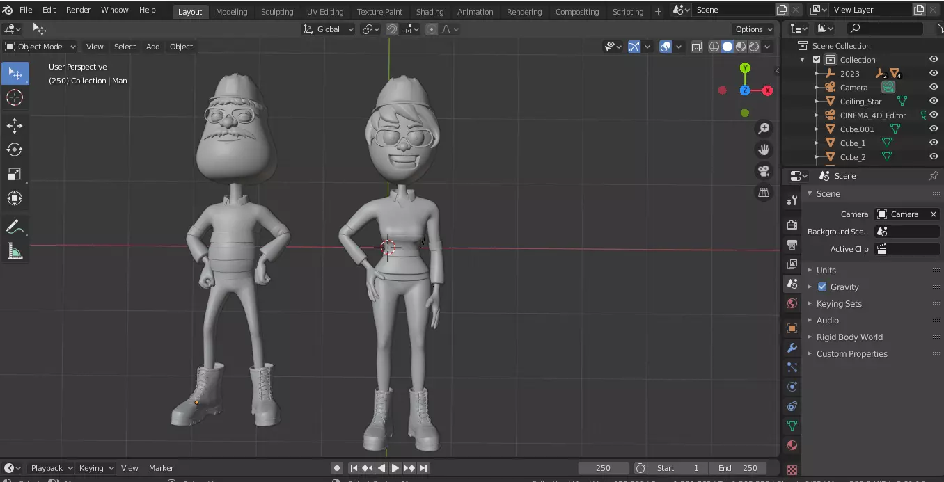 cartoon character for man and a woman 3D print model_0