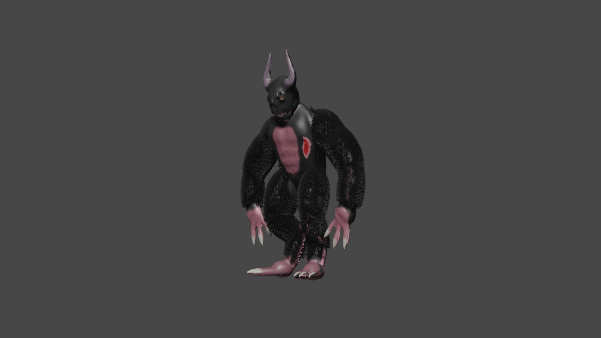 3D Monster Character with Particle Hair and UV Mapping Low-poly 3D model_2