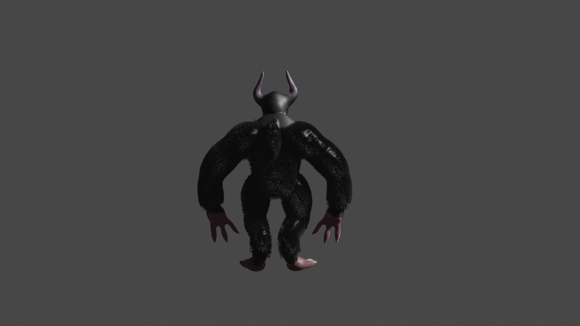 3D Monster Character with Particle Hair and UV Mapping Low-poly 3D model_3