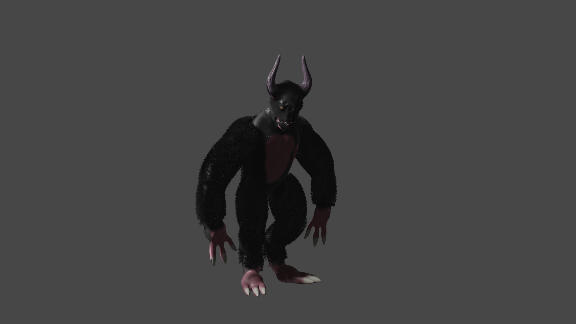 3D Monster Character with Particle Hair and UV Mapping Low-poly 3D model_5