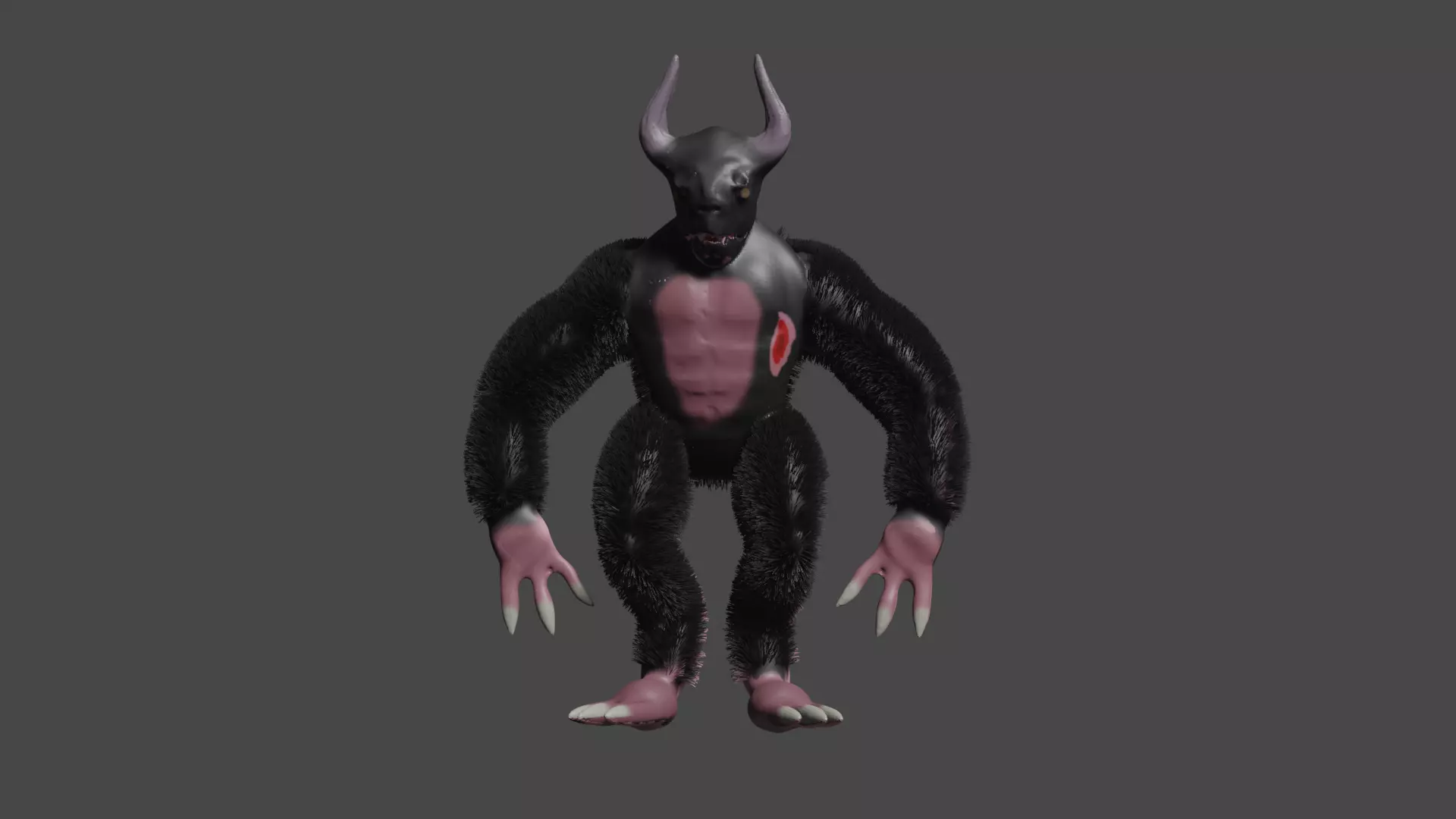 3D Monster Character with Particle Hair and UV Mapping Low-poly 3D model_0