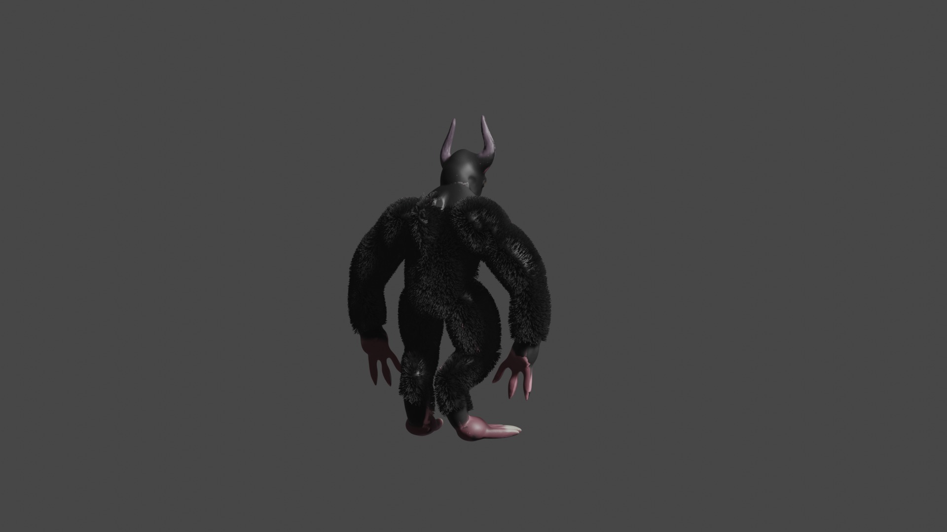 3D Monster Character with Particle Hair and UV Mapping Low-poly 3D model_4
