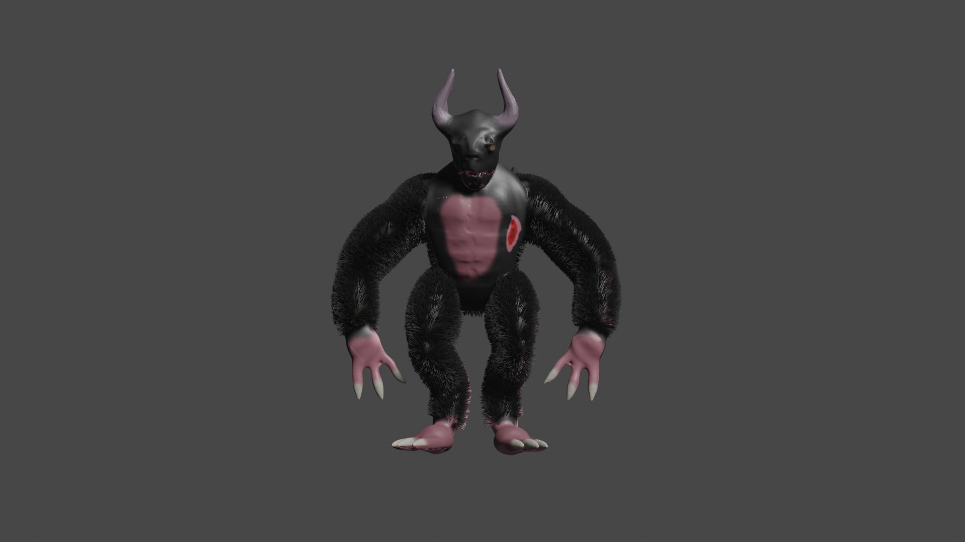 3D Monster Character with Particle Hair and UV Mapping Low-poly 3D model_1