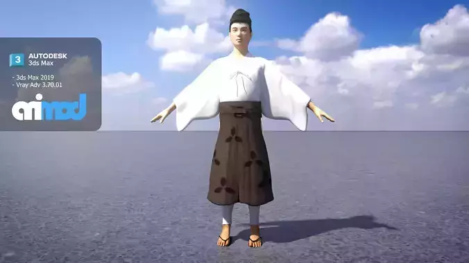 Ancient Japanese Civilian Man 3D model