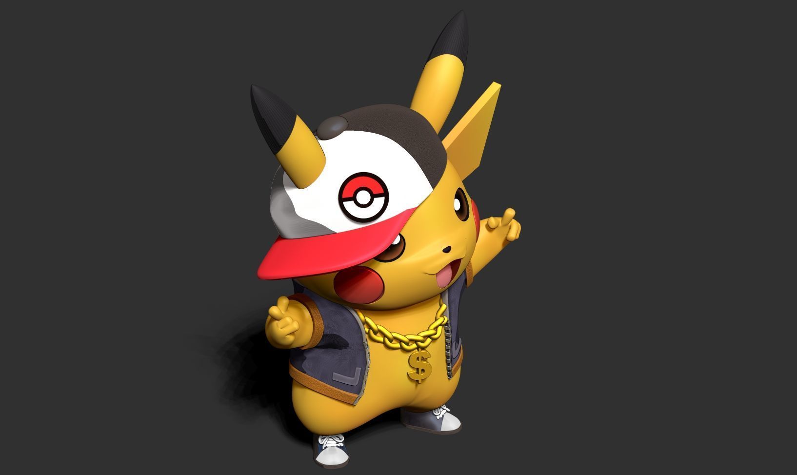 Rapper Pikachu 3D print model_14