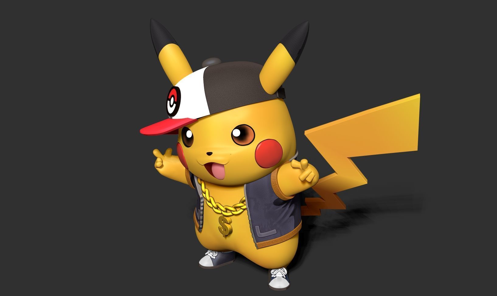 Rapper Pikachu 3D print model_16