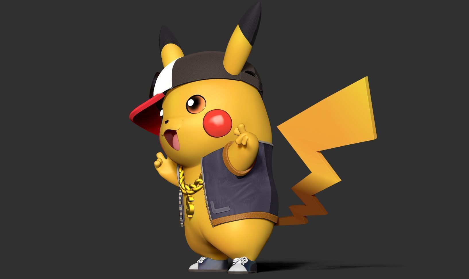 Rapper Pikachu 3D print model_10