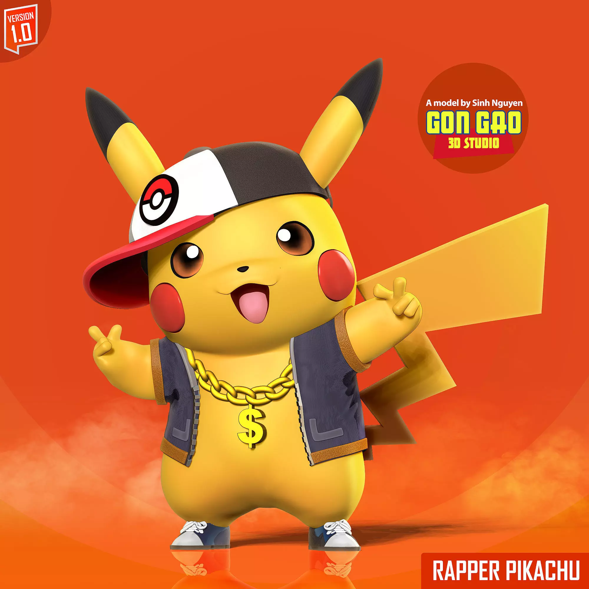 Rapper Pikachu 3D print model_0