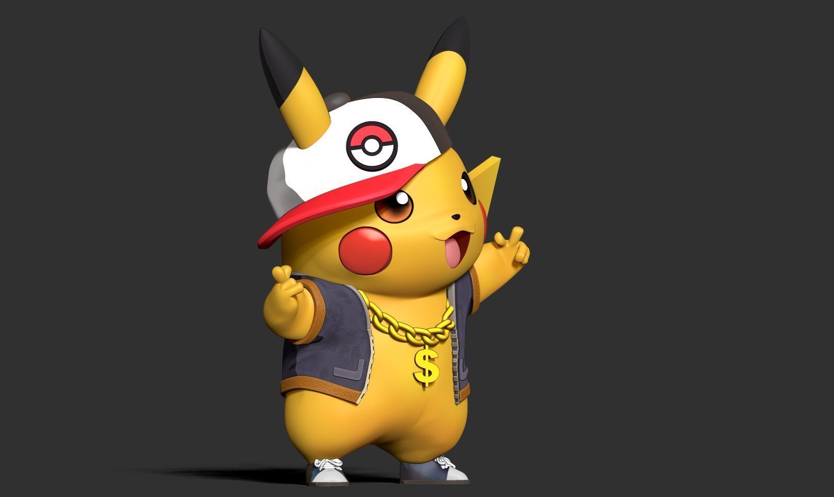 Rapper Pikachu 3D print model_12