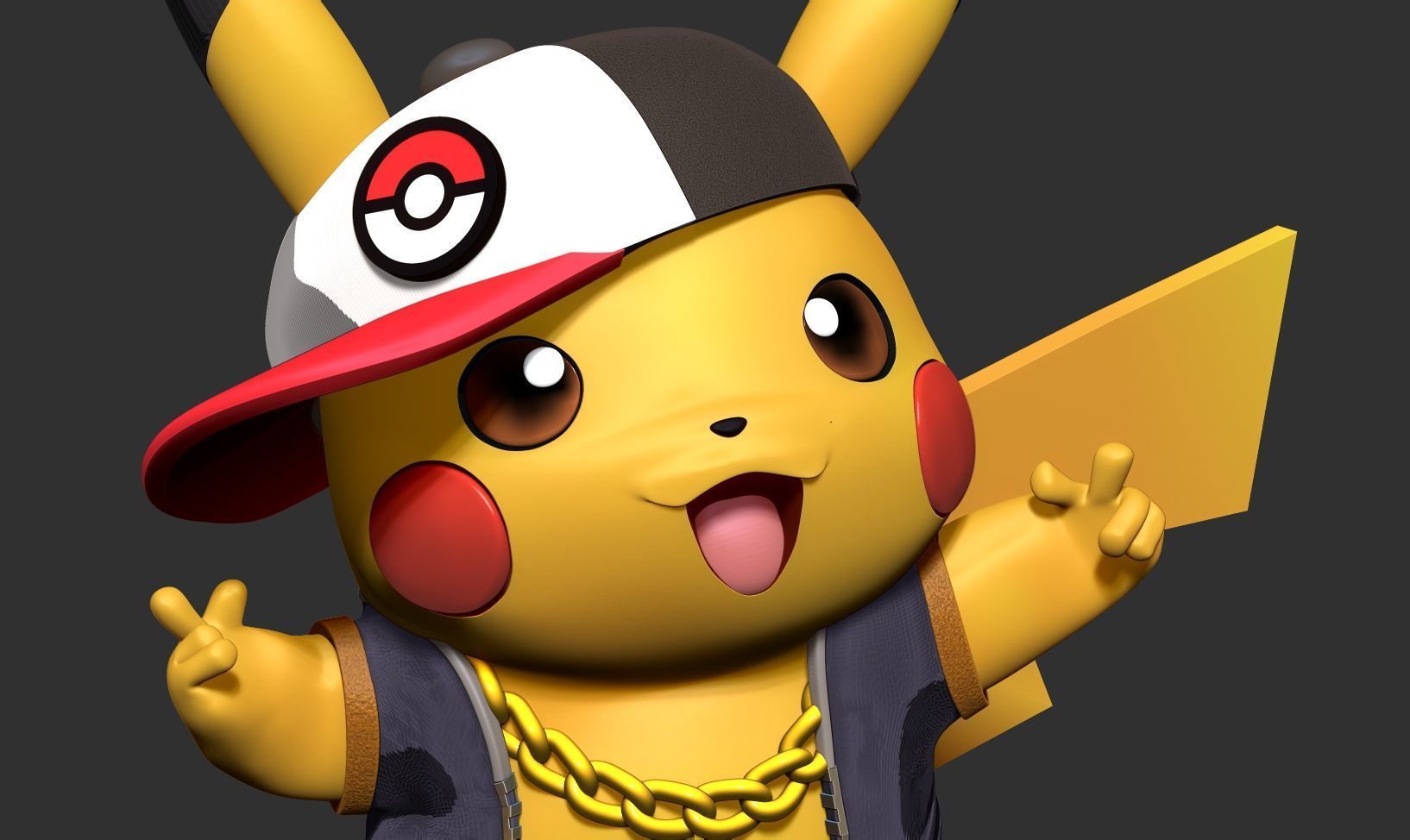 Rapper Pikachu 3D print model_5