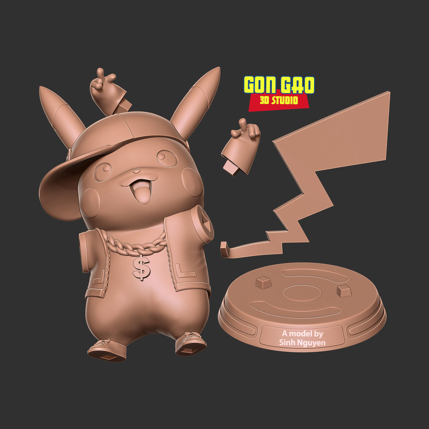 Rapper Pikachu 3D print model_2