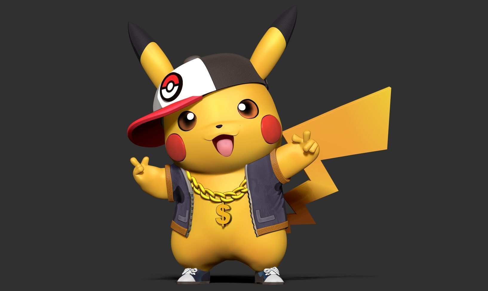 Rapper Pikachu 3D print model_6