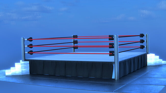 Authentic Wrestling Ring with Steps 3D model