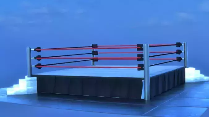 Authentic Wrestling Ring with Steps 3D model