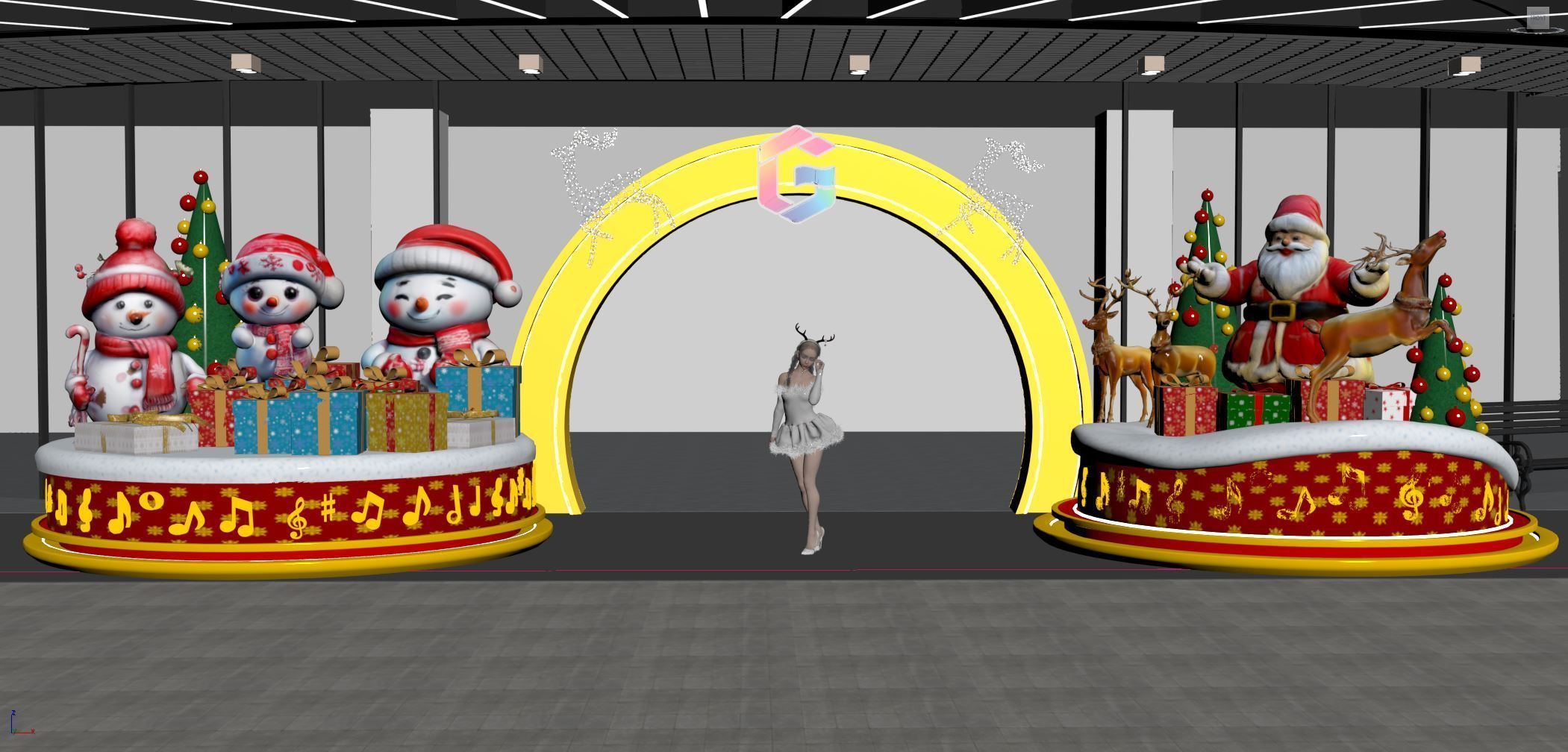 Christmas Design Gate ShoppingMall 3D model_4