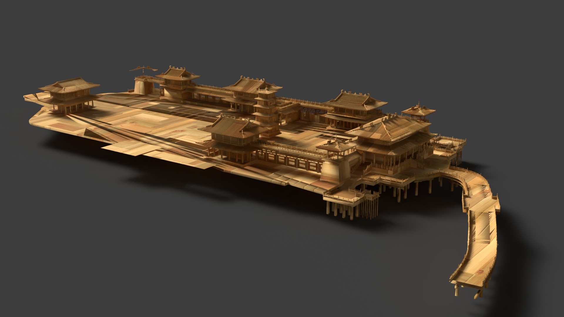 Chinese ancient palace house Low-poly 3D model_8