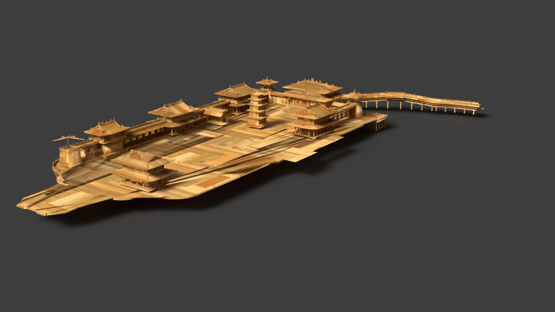 Chinese ancient palace house Low-poly 3D model_3