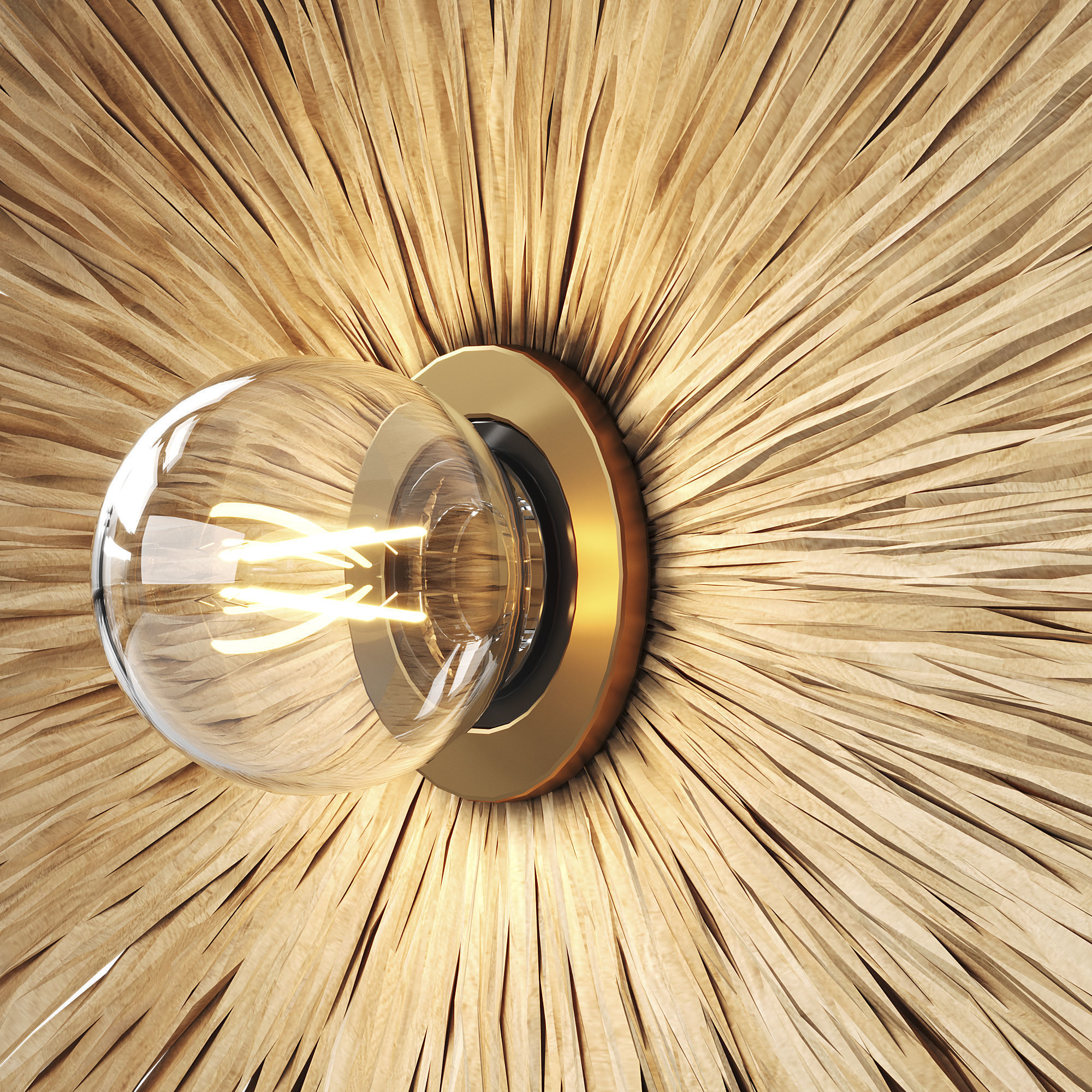 Bra Rafita by La Redoute wall lamp made of Raffia 3D model_3