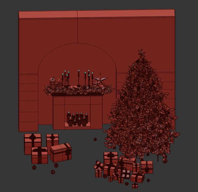 Christmas Decoration Set 03 3D model_12