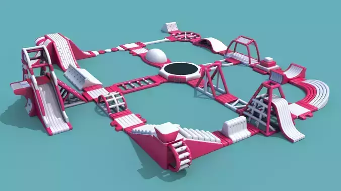 Inflatable trampoline on water 3D model