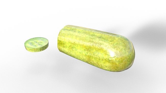 Cucumber  Pickle and Lettuce Leaf Food Low-poly 3D model 4