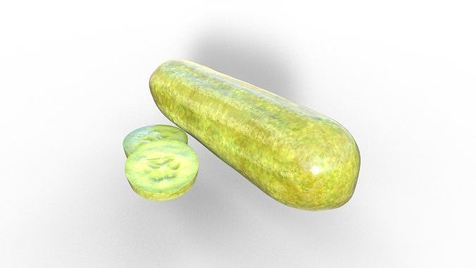 Cucumber  Pickle and Lettuce Leaf Food Low-poly 3D model 6