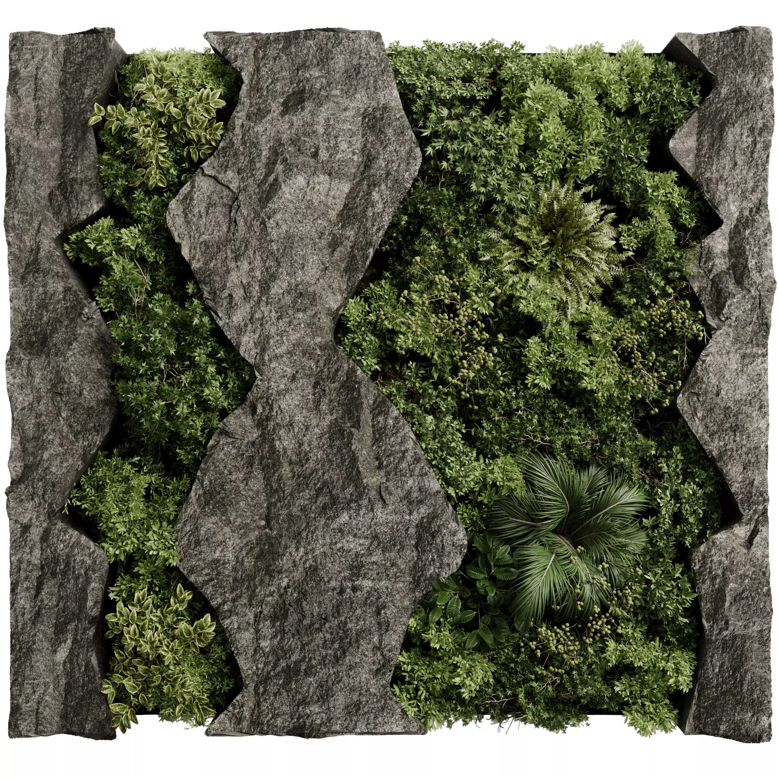 Vertical Wall Garden in a Rock frame 98 3D model