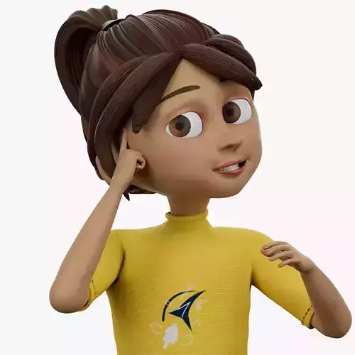 3D Cartoon Kid Character BELLA WITH BLENDER RIGGGED