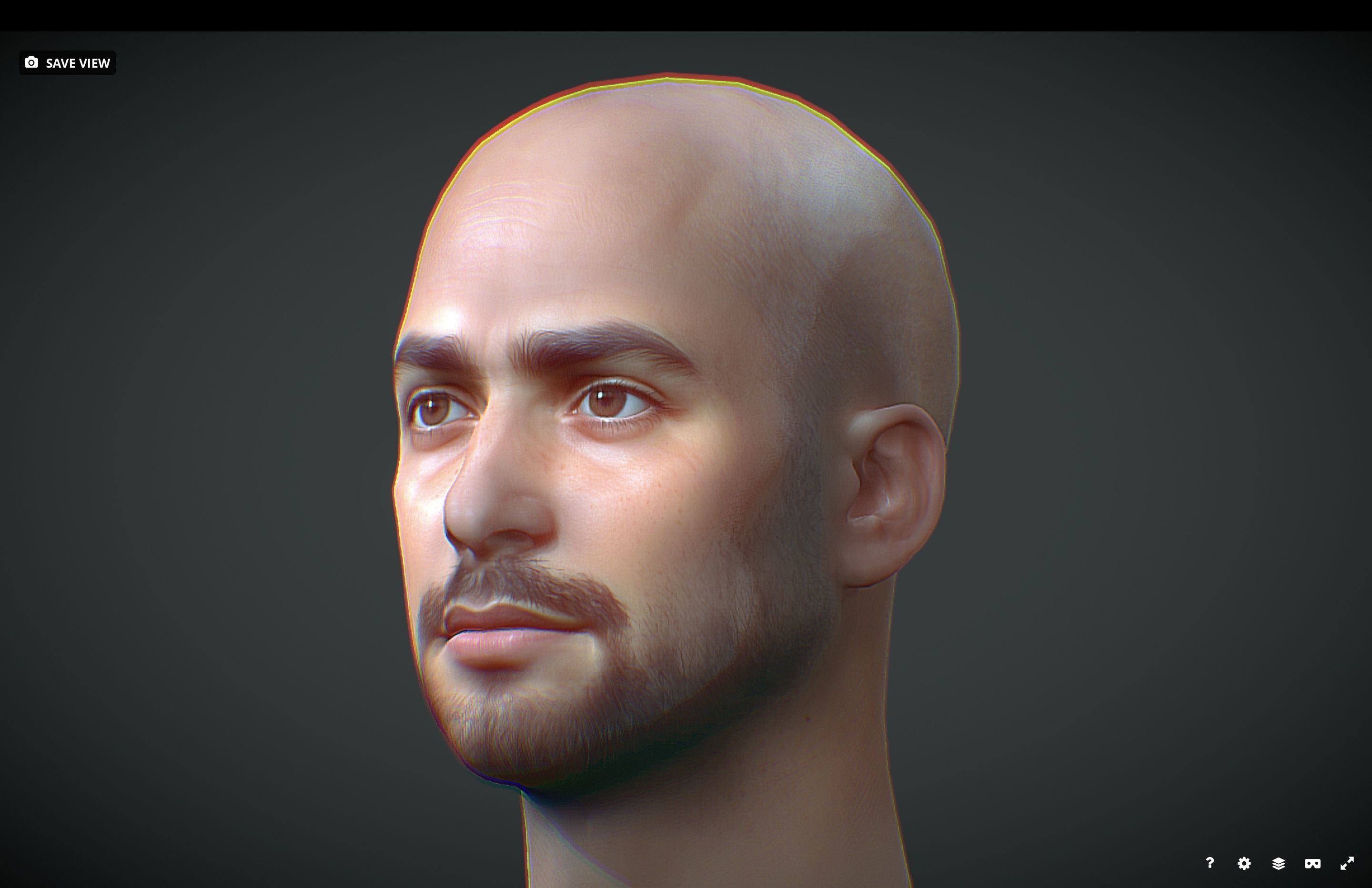 Male head Realistic Perfect Head Low-poly 3D model_6