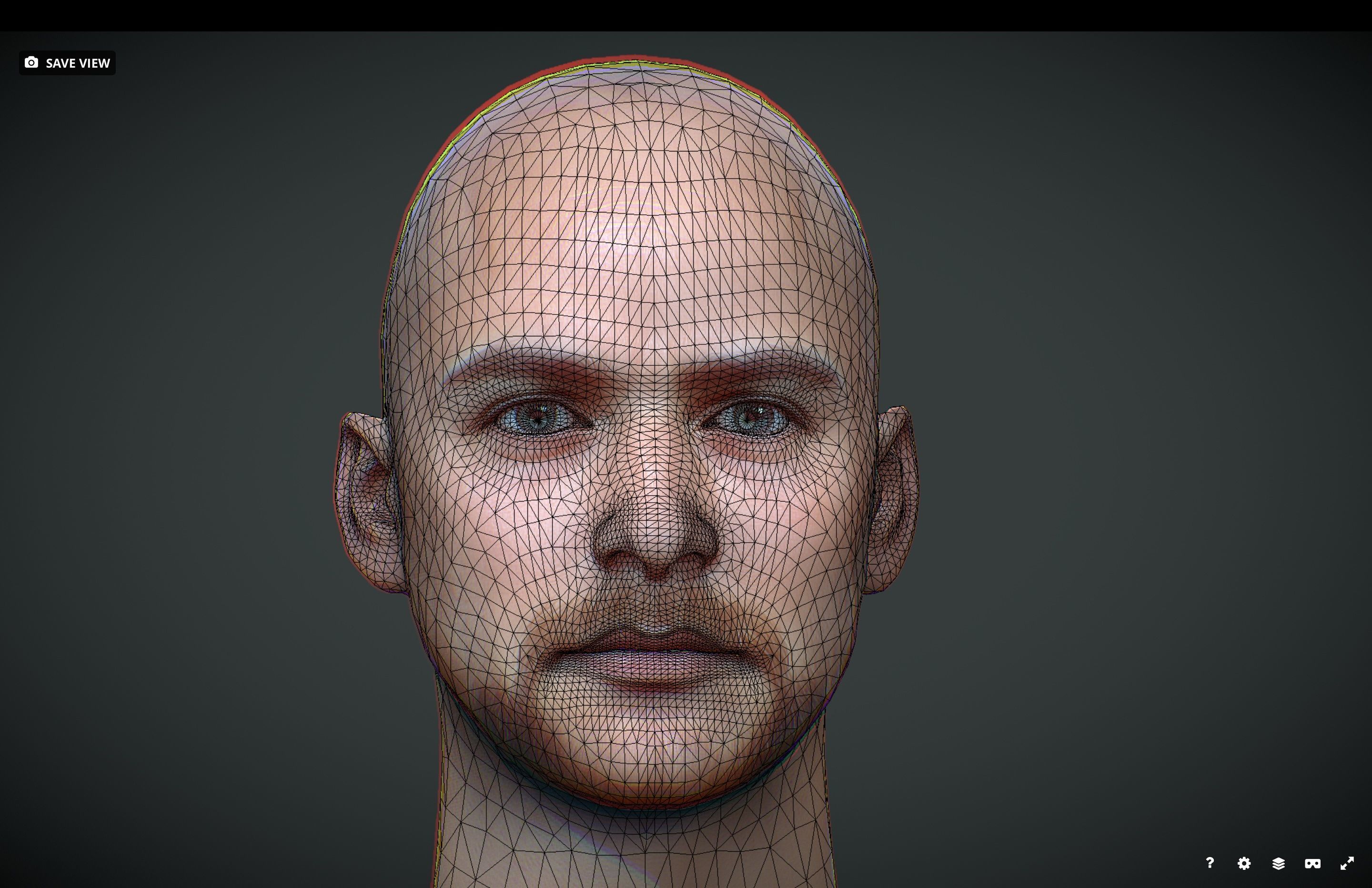 Male head Realistic Perfect Head Low-poly 3D model_3