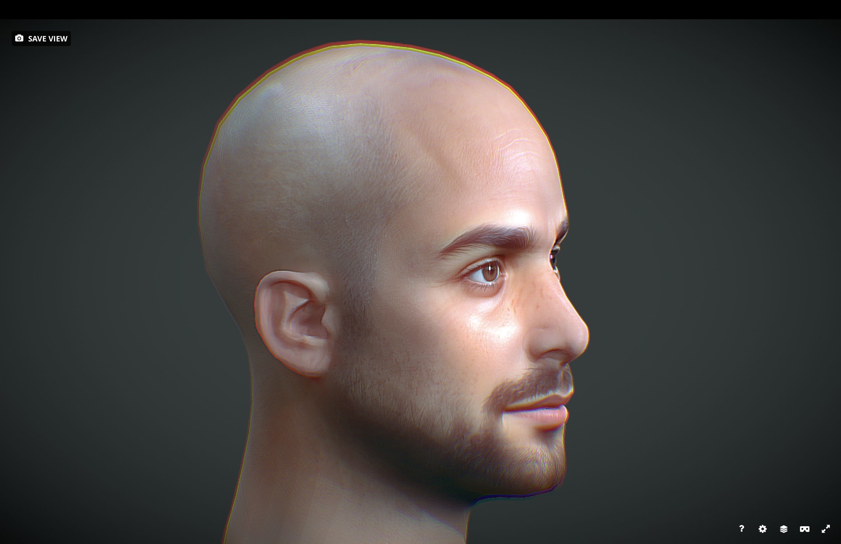 Male head Realistic Perfect Head Low-poly 3D model_5