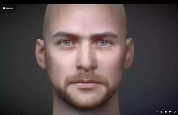 Male head Realistic Perfect Head Low-poly