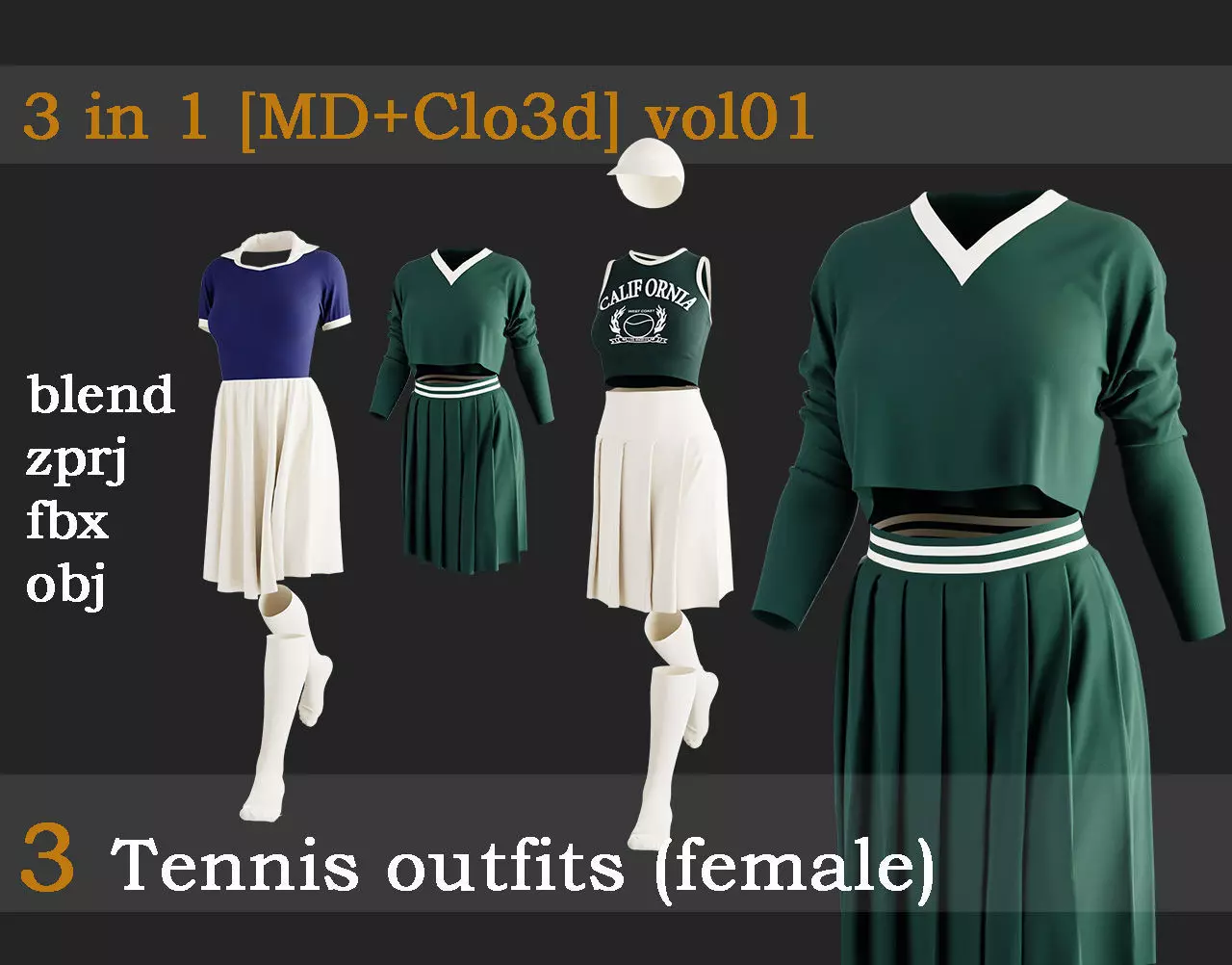 3 Tennis outfits vol01 3D model_0