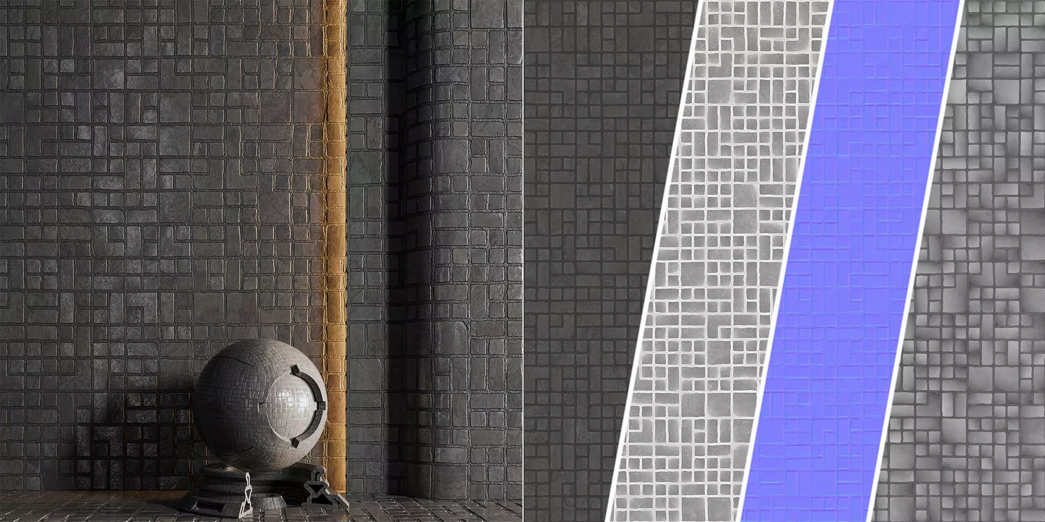 H98 Stone Tiles - PBR - 4K - Seamless Low-poly 3D model