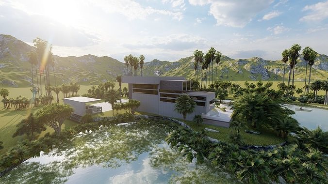 Casa Scene-villa-modern house 3D model 6
