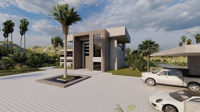 Casa Scene-villa-modern house 3D model 5