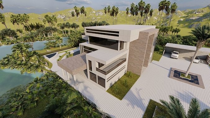 Casa Scene-villa-modern house 3D model 7