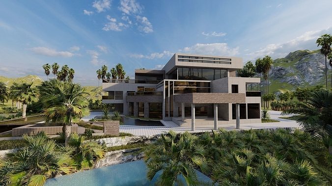 Casa Scene-villa-modern house 3D model 2