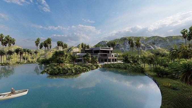 Casa Scene-villa-modern house 3D model 3