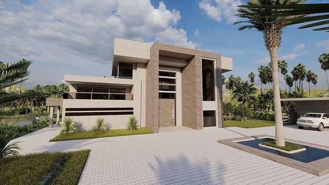 Casa Scene-villa-modern house 3D model 4