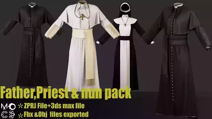 Father priest and nun costume 