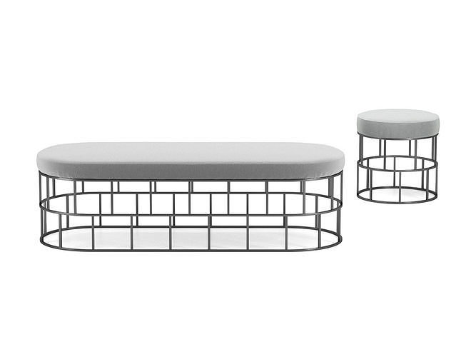 Riviera Bench and Ottoman 3D model
