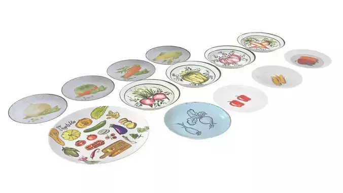 Vegetable Designed Plates Set